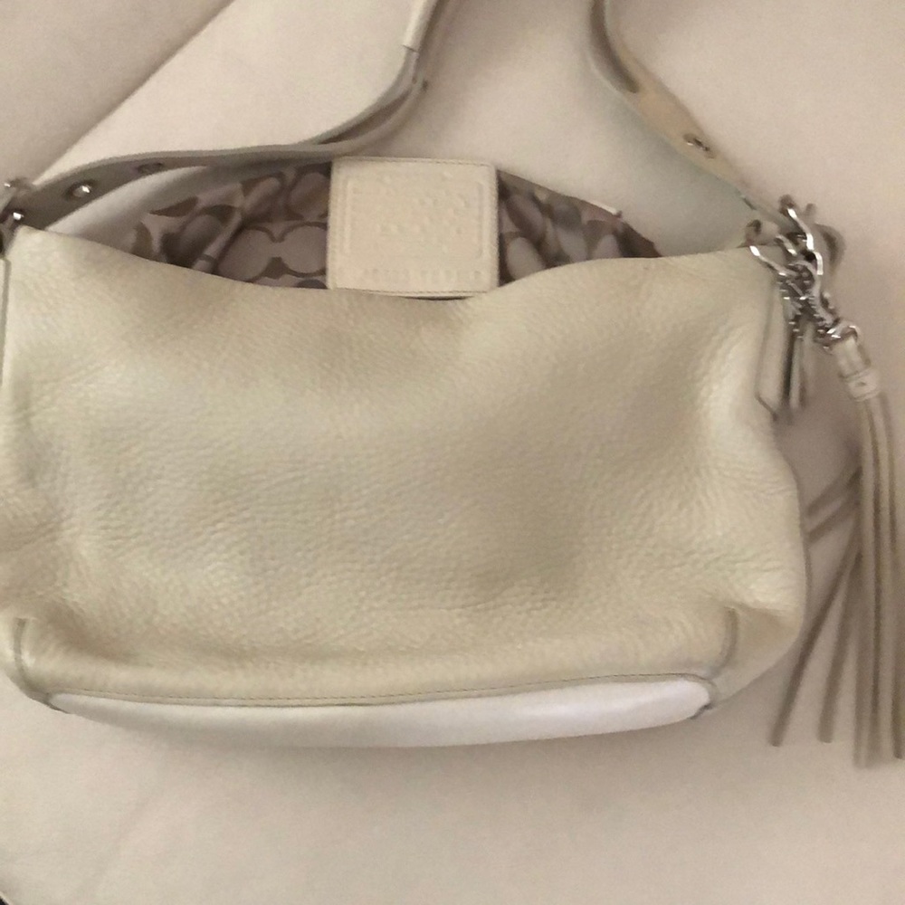 Coach white pebble leather bag